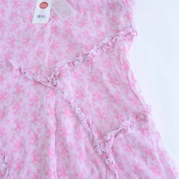 LoveShackFancy  Rose Patch Pink Floral Posh Ruffle Mini Dress 6 NWT - Picture 6 of 11